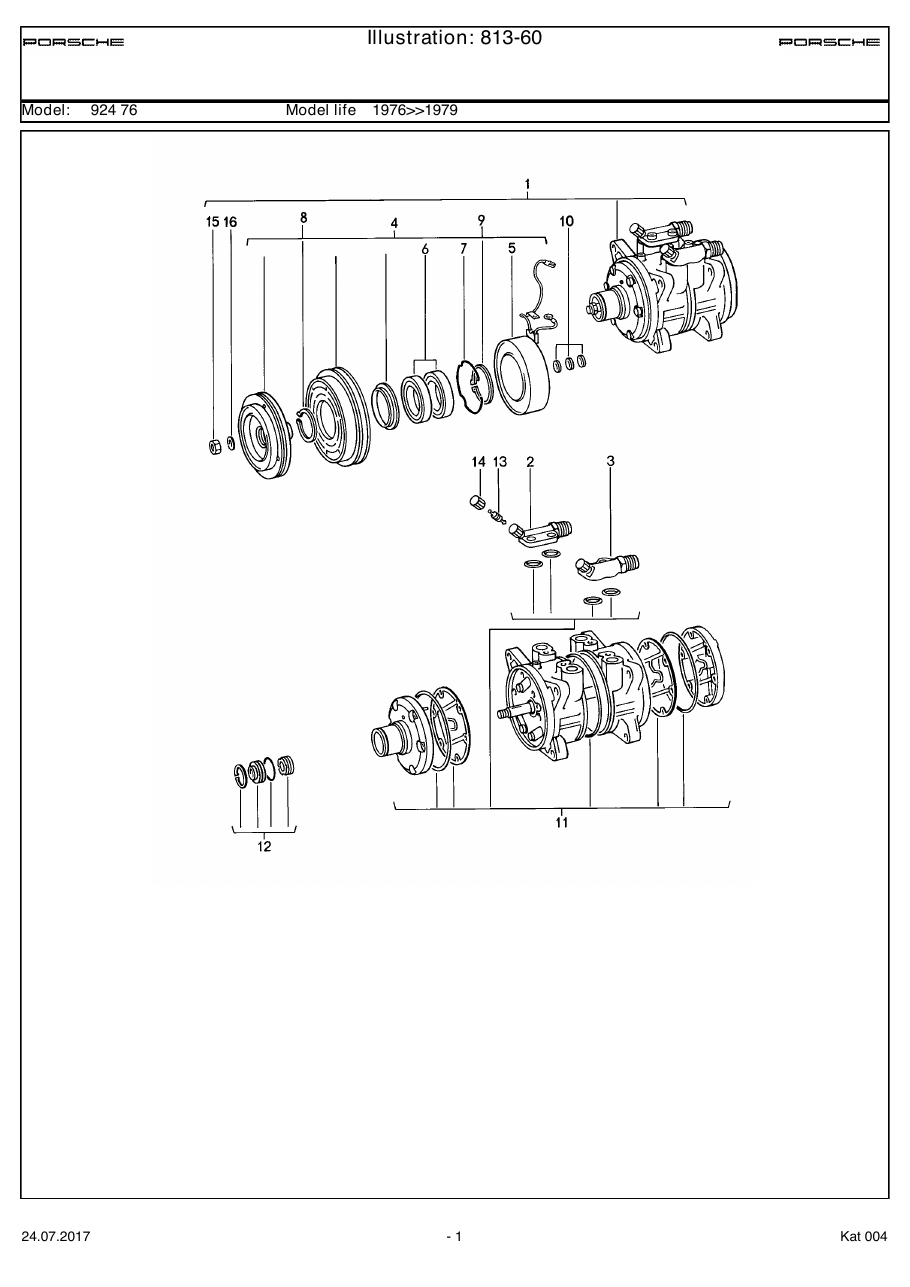 Exploded parts diagram — Compressor