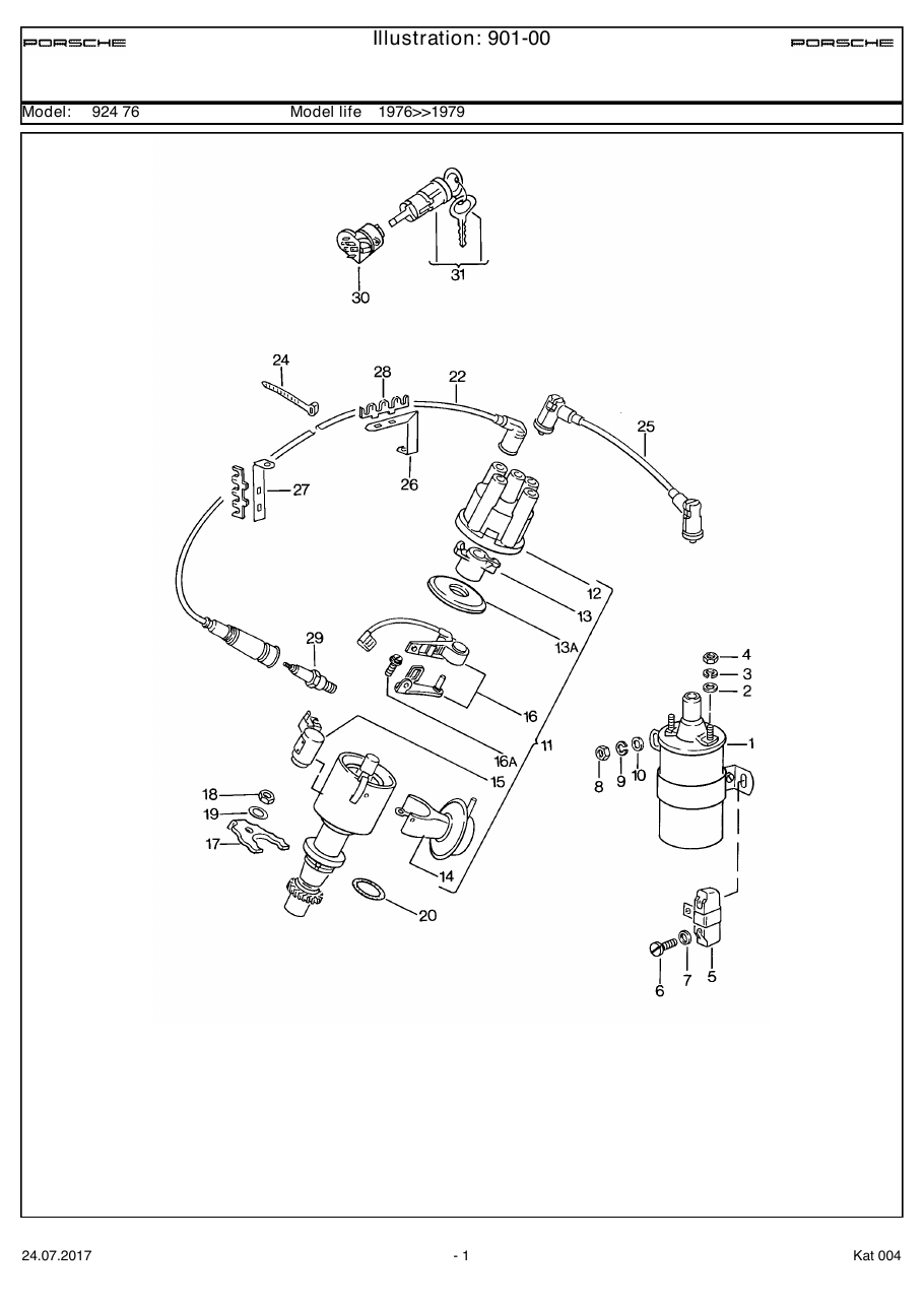 Exploded parts diagram — Engine electrics 1