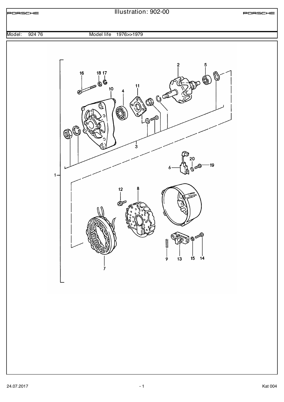 Exploded parts diagram — Generator