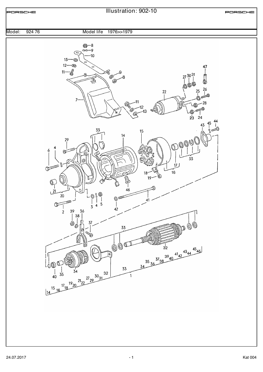 Exploded parts diagram — Starter