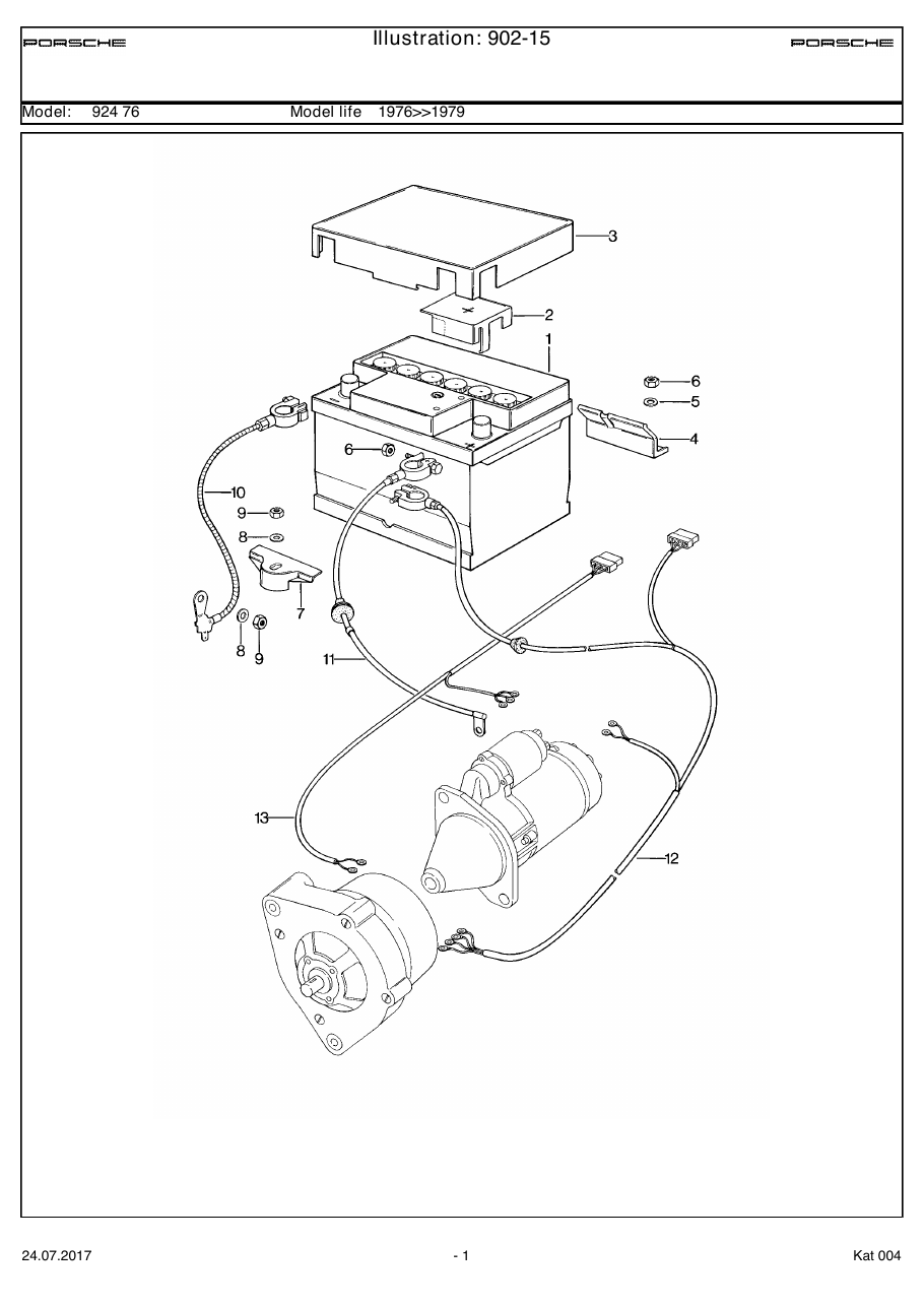 Exploded parts diagram — Battery