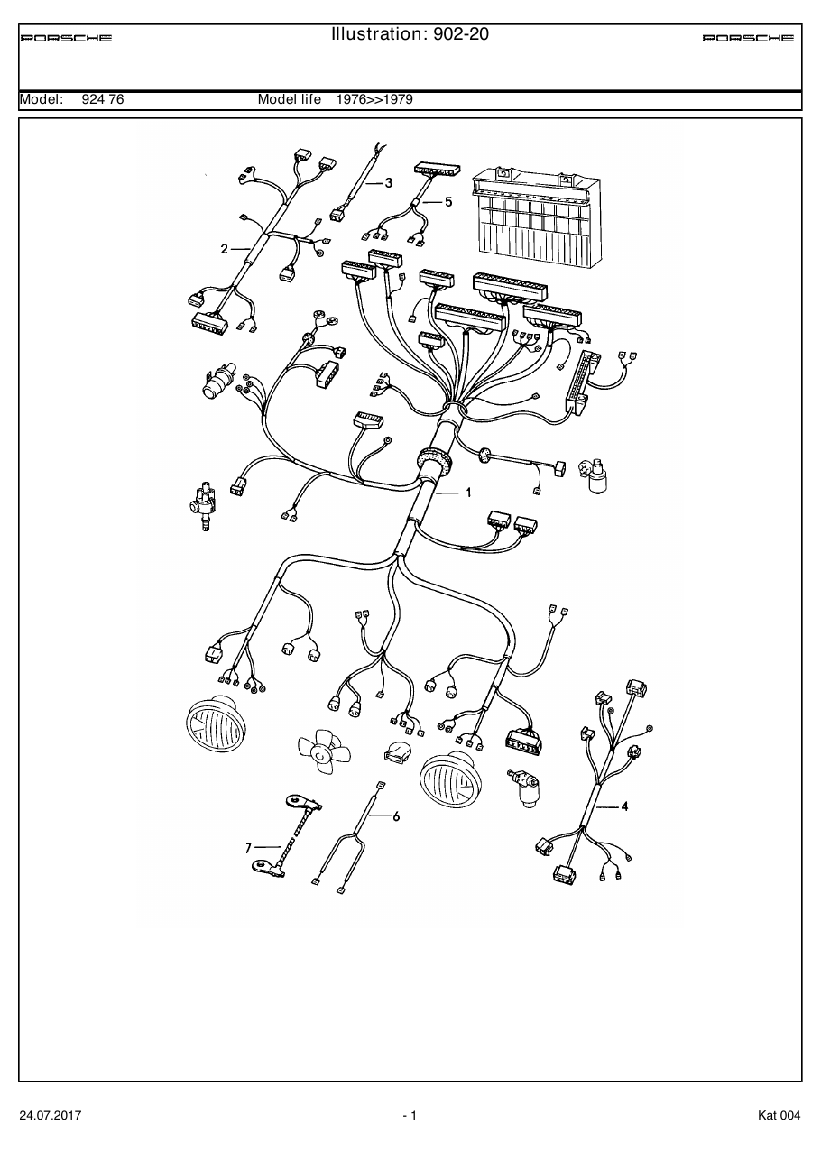 Exploded parts diagram — Wiring harnesses