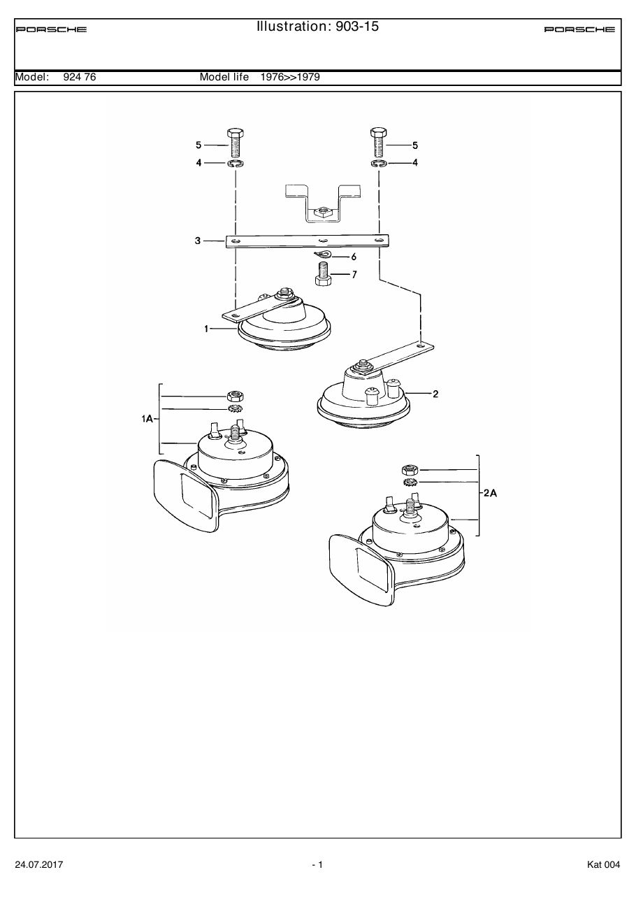 Exploded parts diagram — Horn