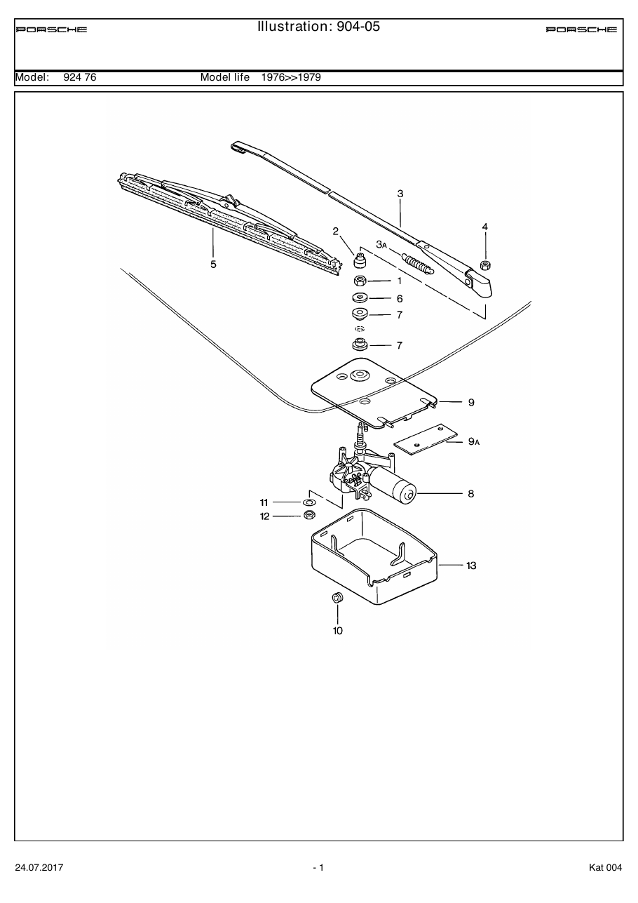 Exploded parts diagram — Rear window wiper