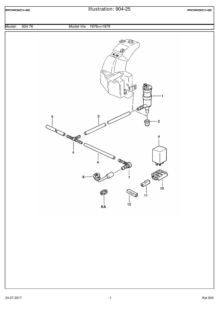 Exploded parts diagram — Headlight washer system