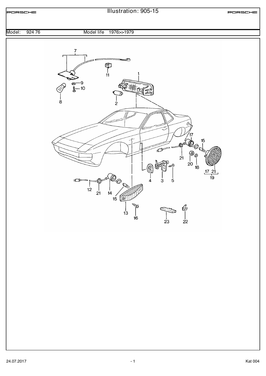Exploded parts diagram — Interior light