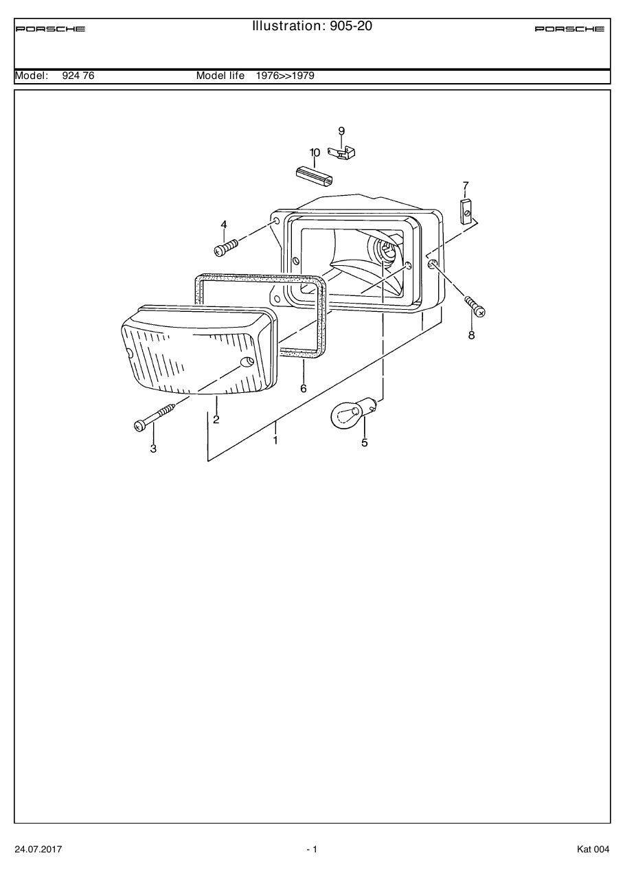 Exploded parts diagram — Direction indicator light