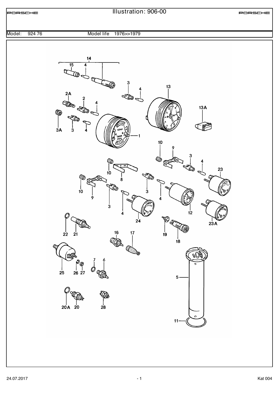 Exploded parts diagram — Instruments