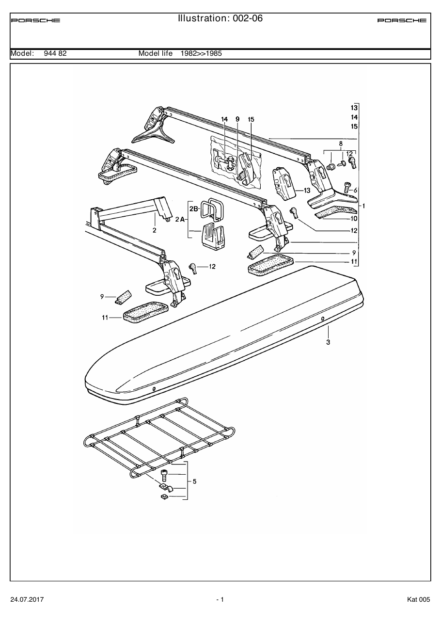 Exploded parts diagram — Roof transport system