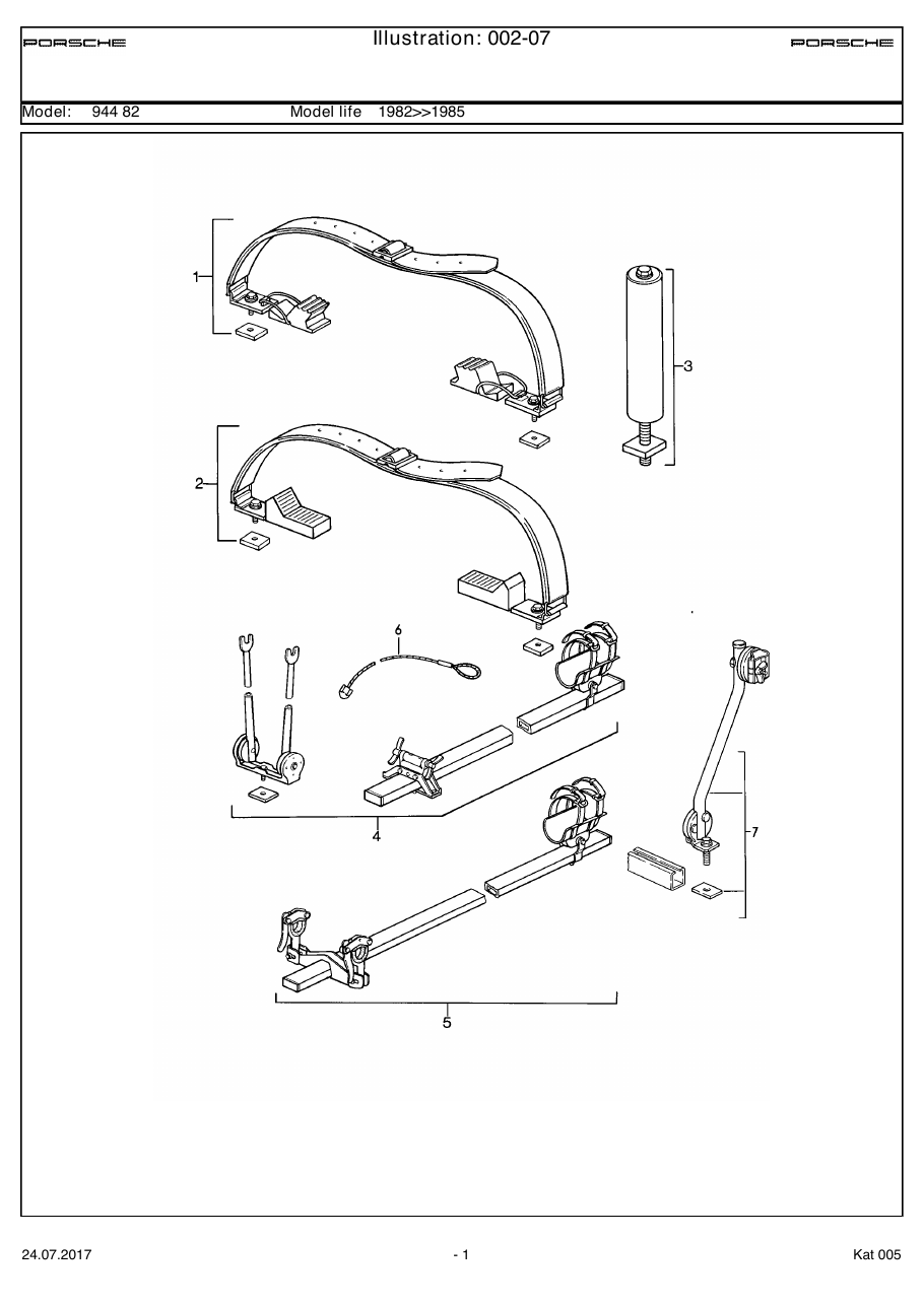 Exploded parts diagram — Roof transport system