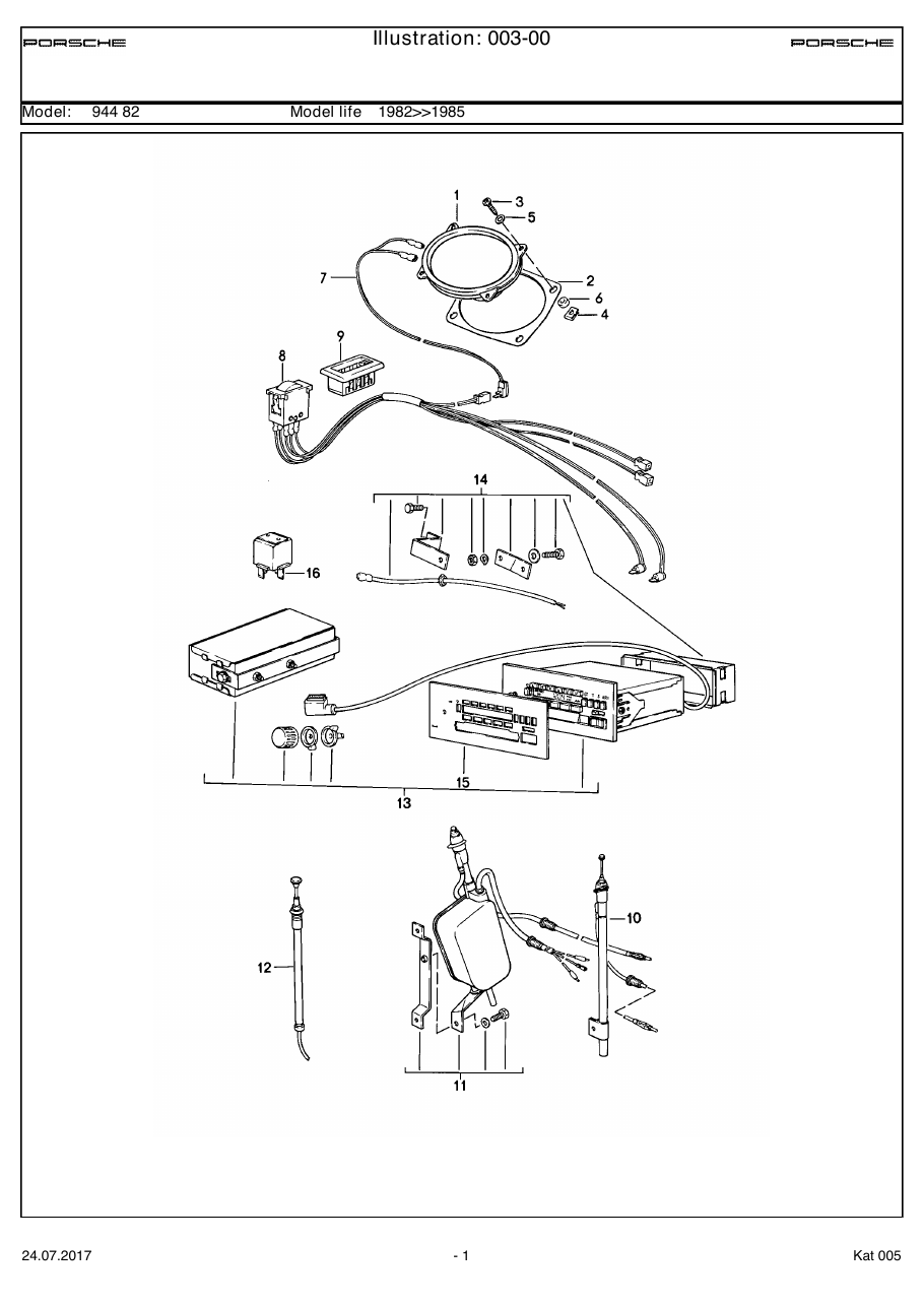 Exploded parts diagram — Radio