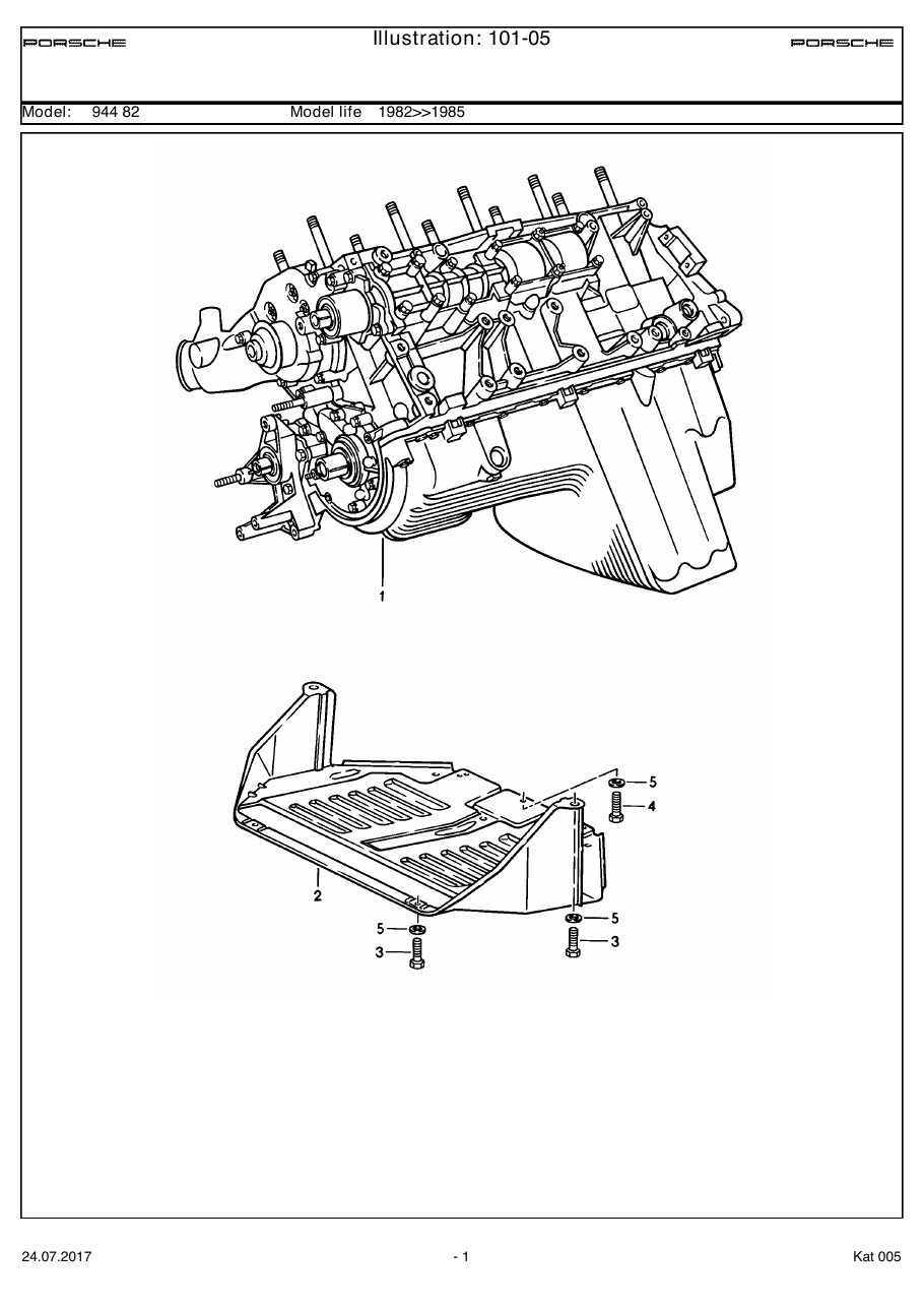 Exploded parts diagram — Short engine