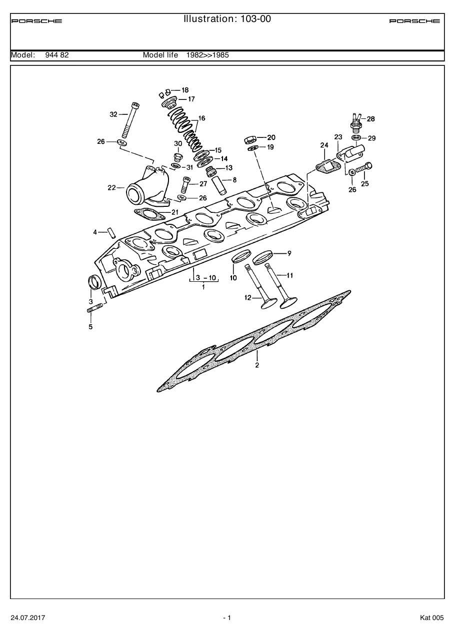 Exploded parts diagram — Cylinder head