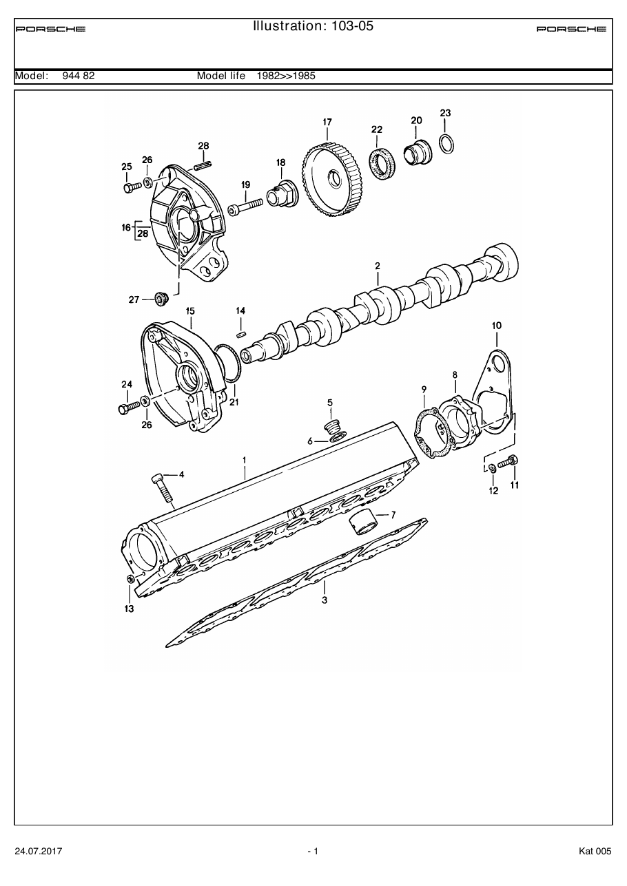 Exploded parts diagram — Camshaft housing