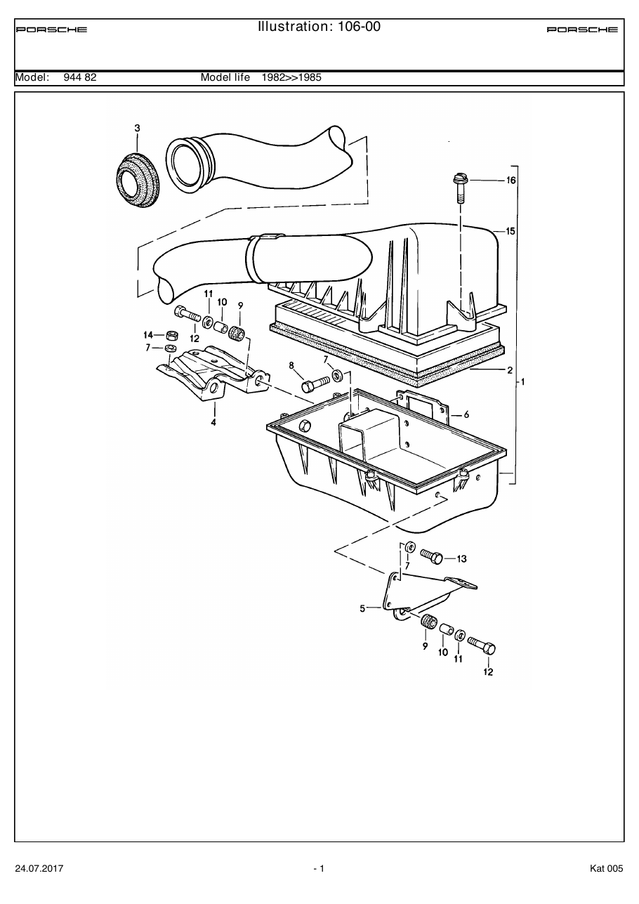 Exploded parts diagram — Air cleaner system