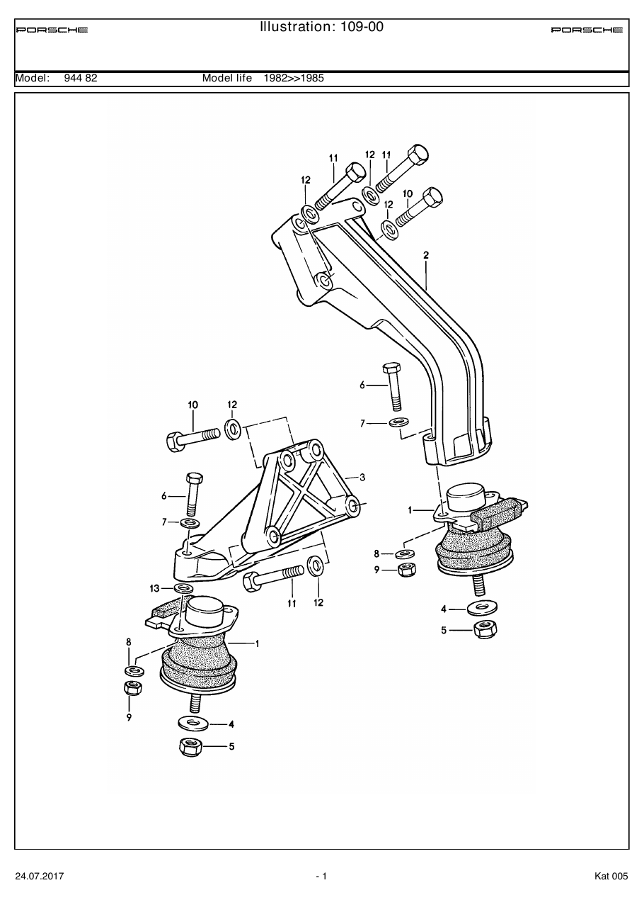 Exploded parts diagram — Engine suspension