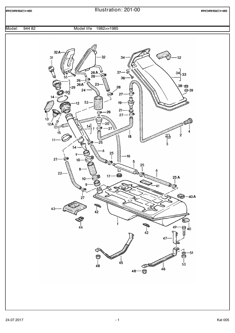 Exploded parts diagram — Fuel tank