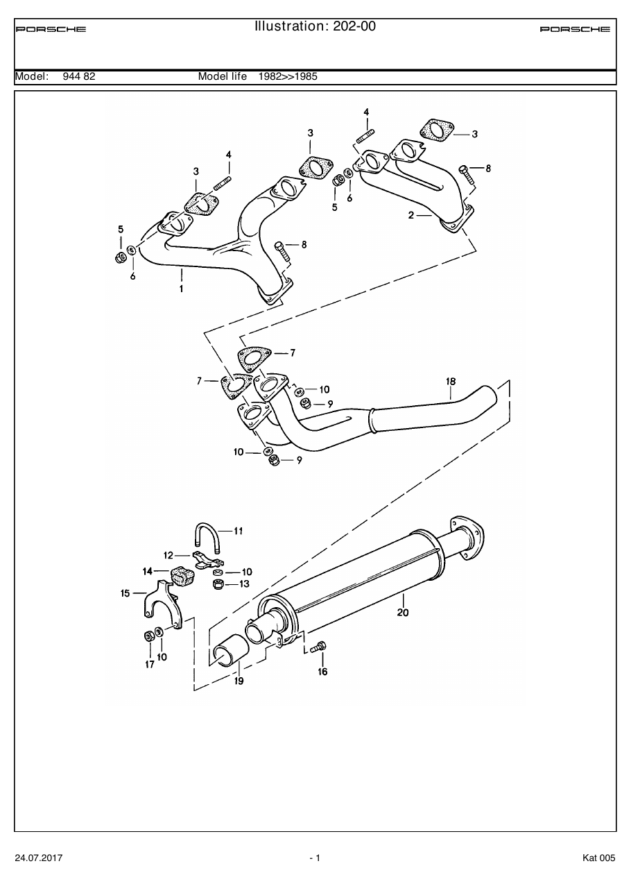 Exploded parts diagram — Exhaust system