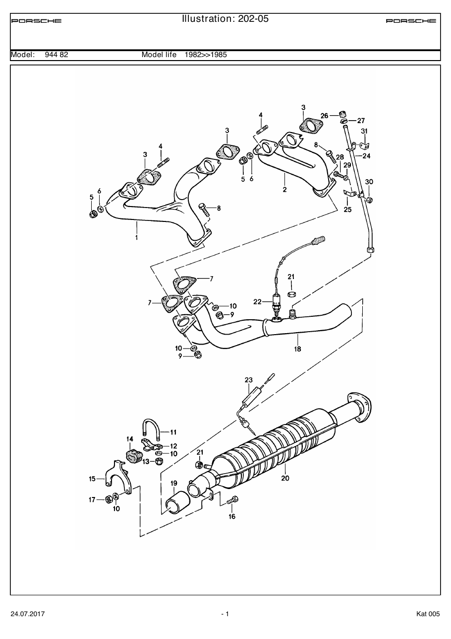 Exploded parts diagram — Exhaust system