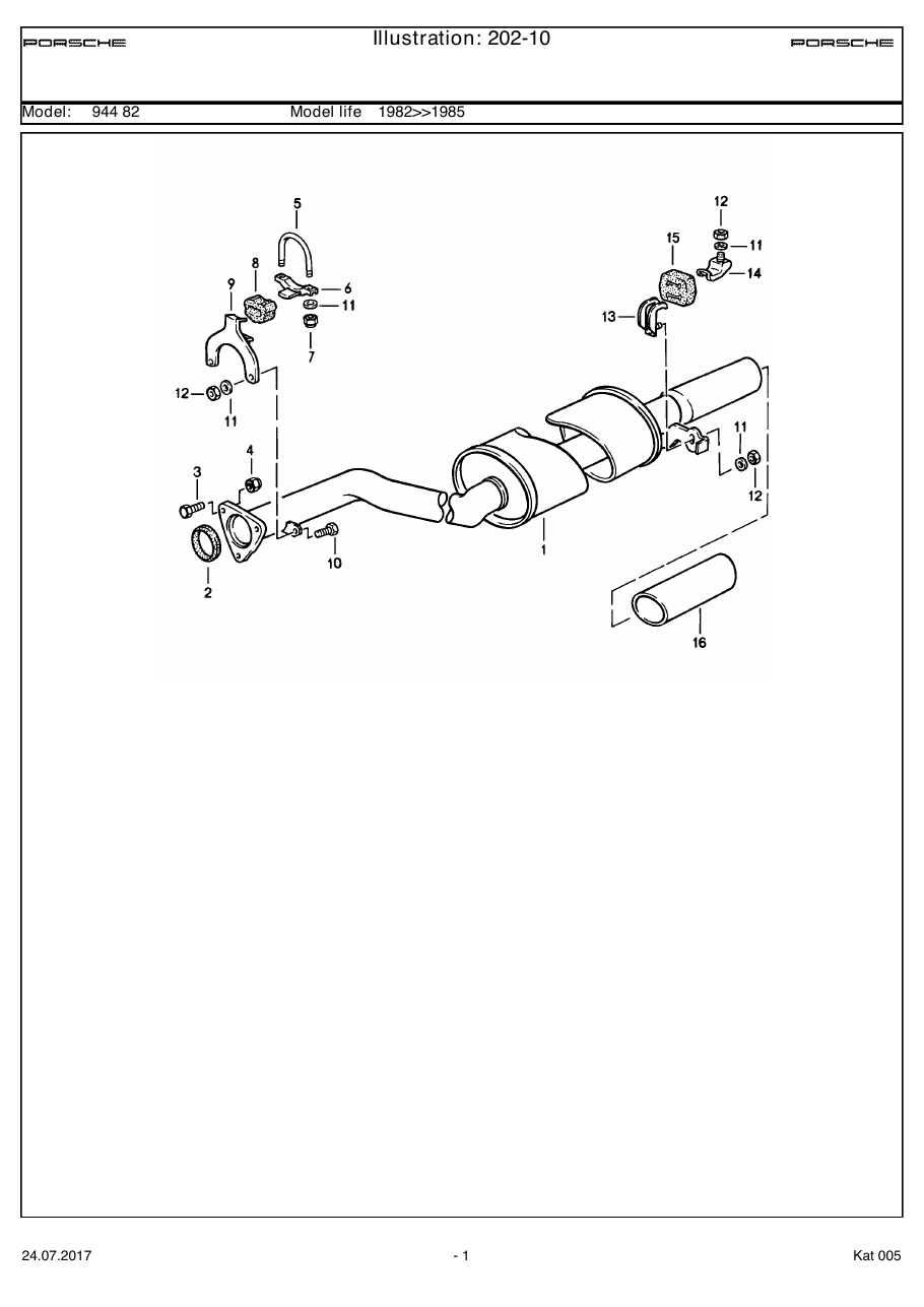 Exploded parts diagram — Exhaust system