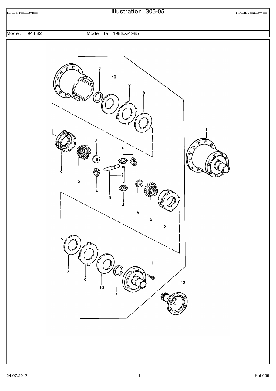 Exploded parts diagram — Limited-slip differential