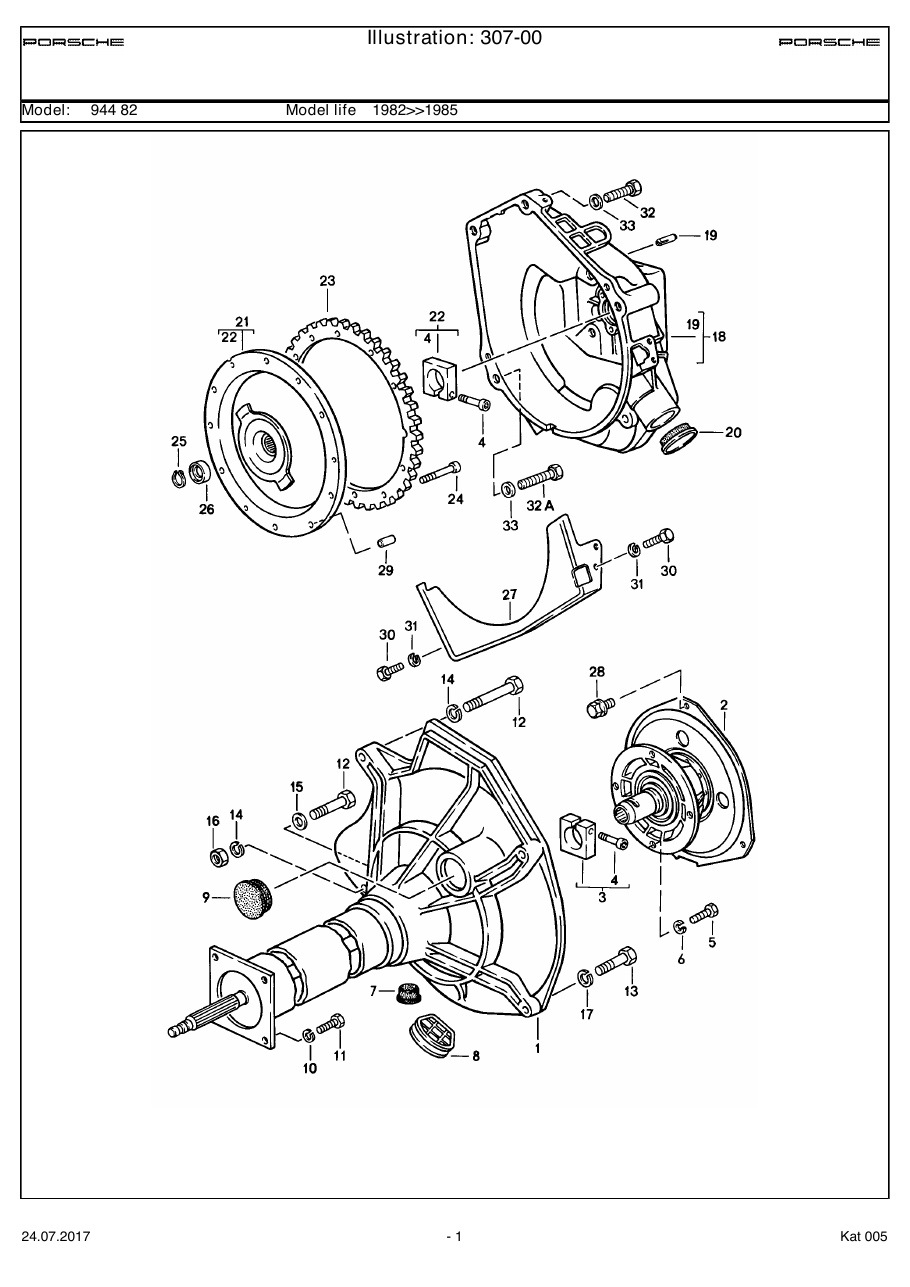Exploded parts diagram — Central tube