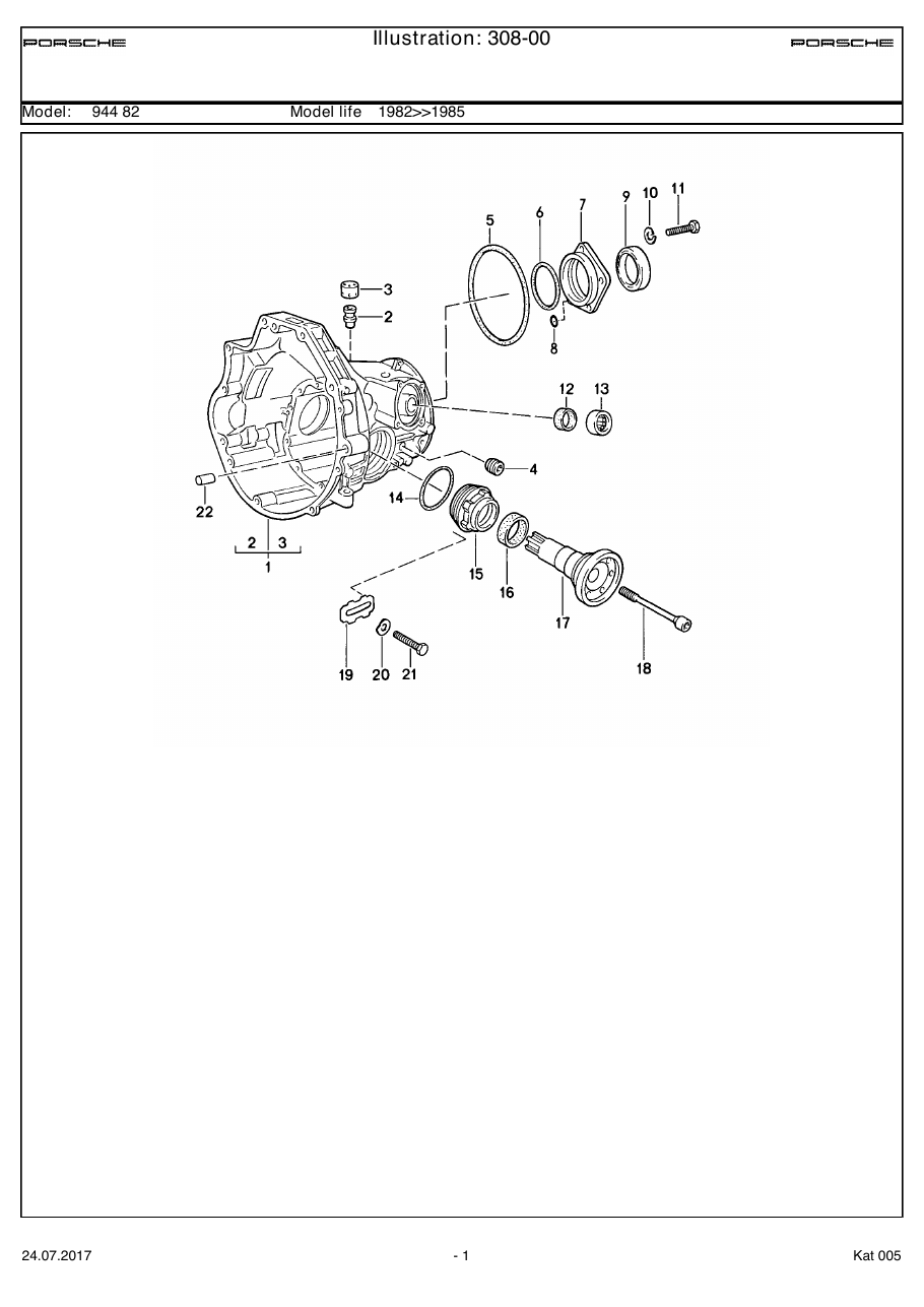 Exploded parts diagram — Replacement transmission