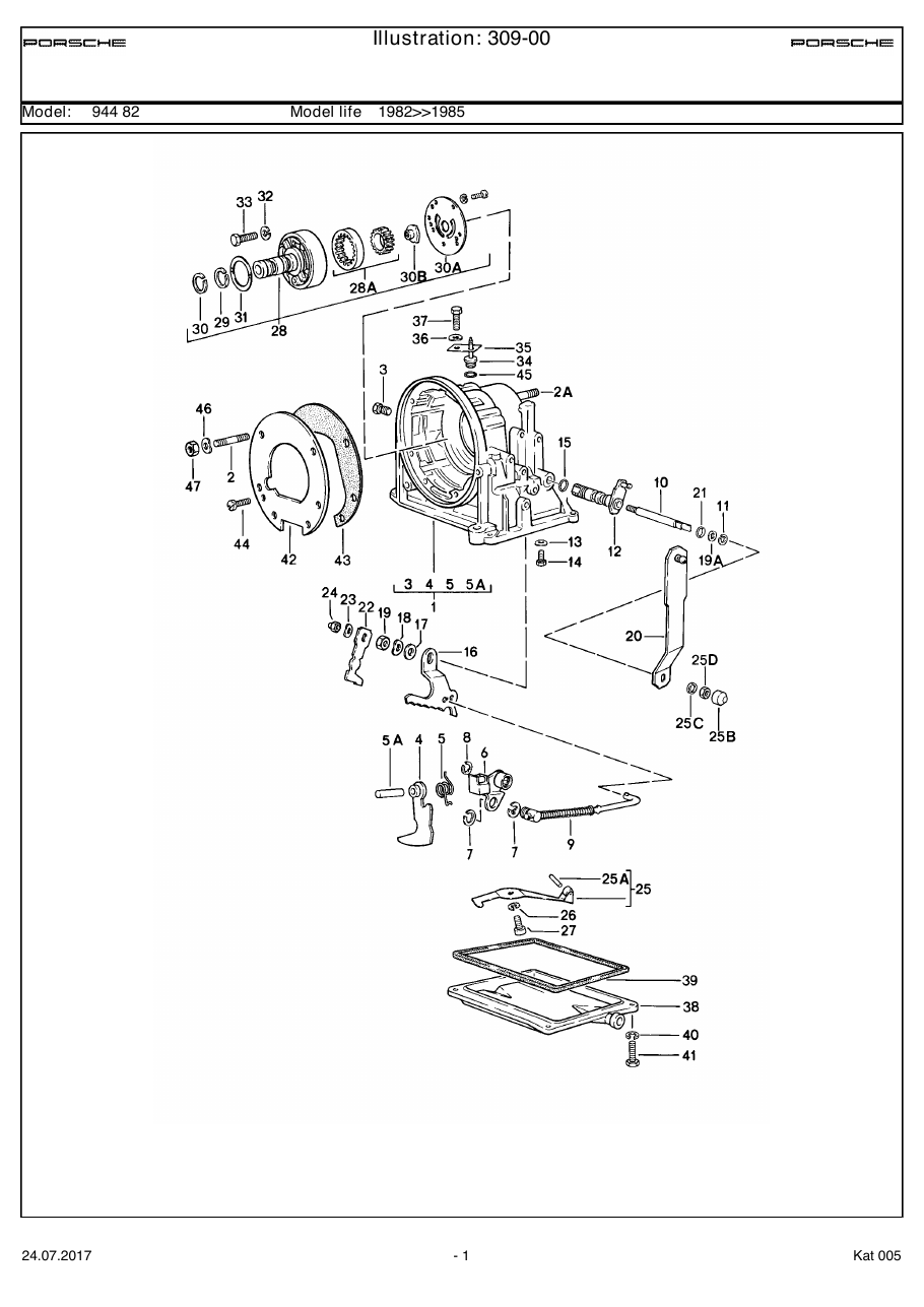 Exploded parts diagram — Transmission case