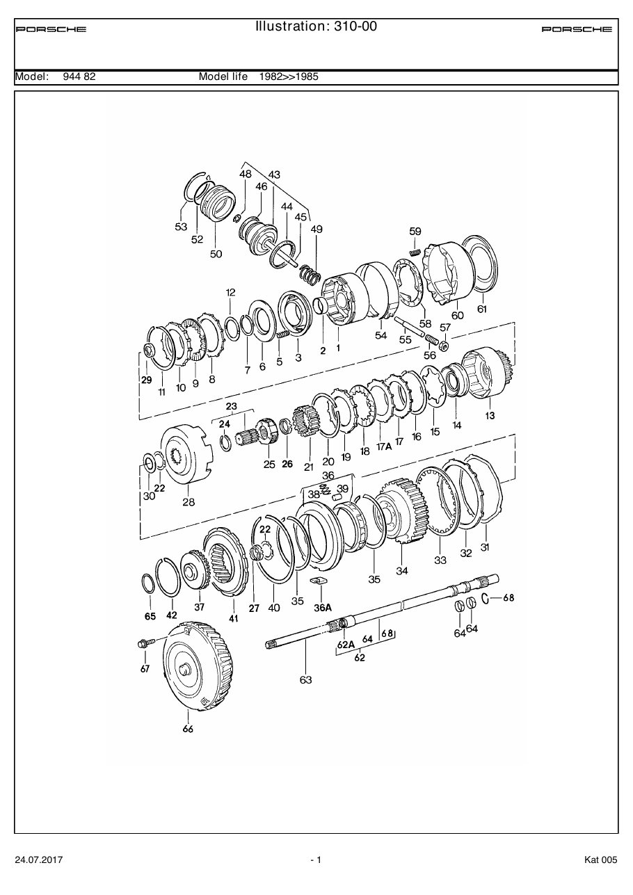 Exploded parts diagram — Transmission parts