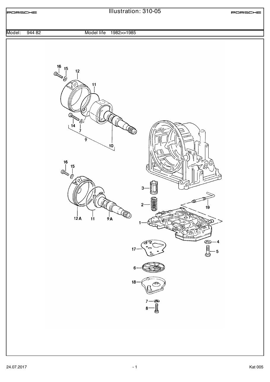 Exploded parts diagram — Slide-valve gearbox