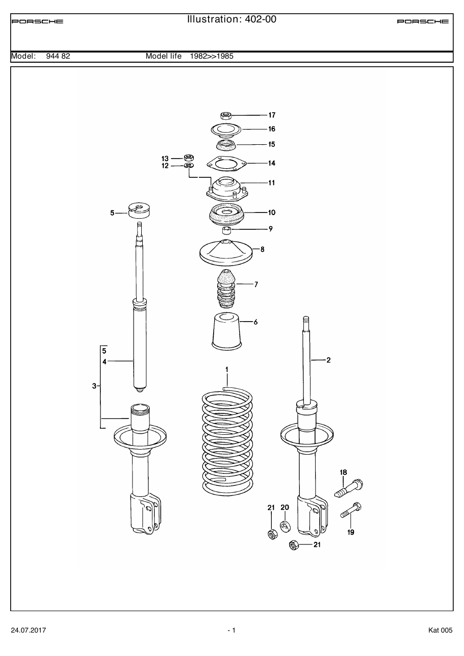 Exploded parts diagram — Shock absorber
