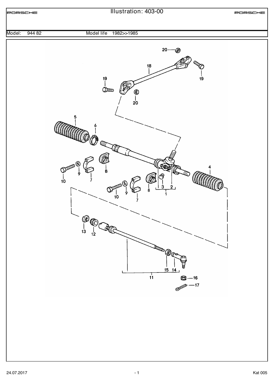 Exploded parts diagram — Steering gear