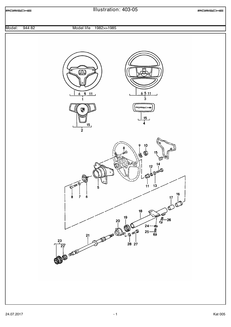 Exploded parts diagram — Steering wheel