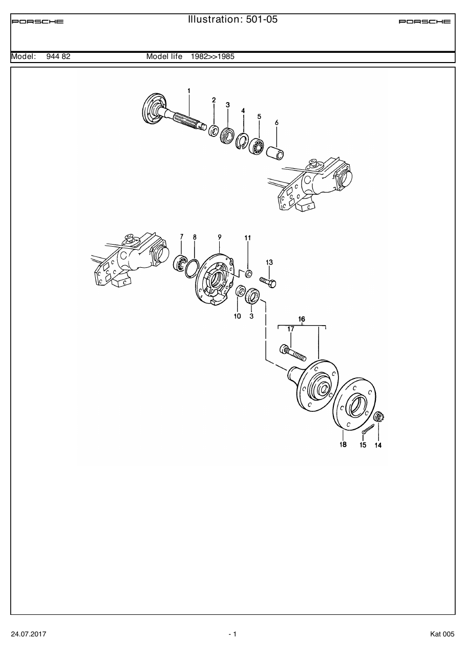 Exploded parts diagram — Rear wheel shaft