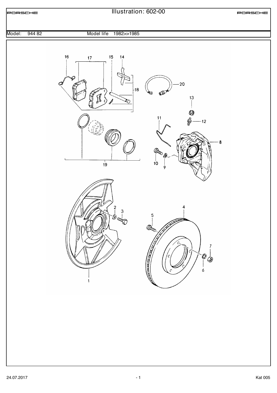 Exploded parts diagram — Disc brake