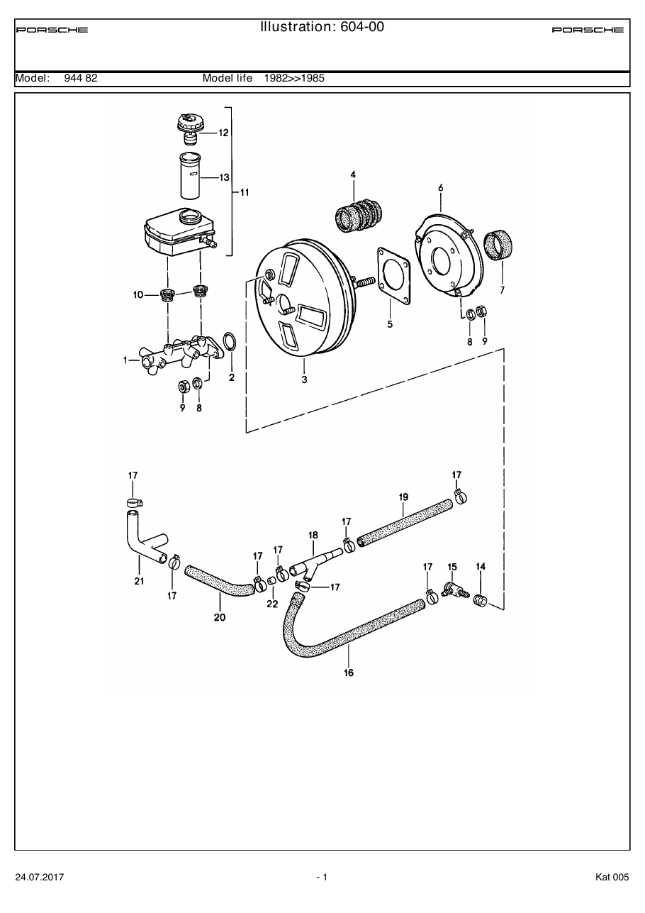 Exploded parts diagram — Brake master cylinder