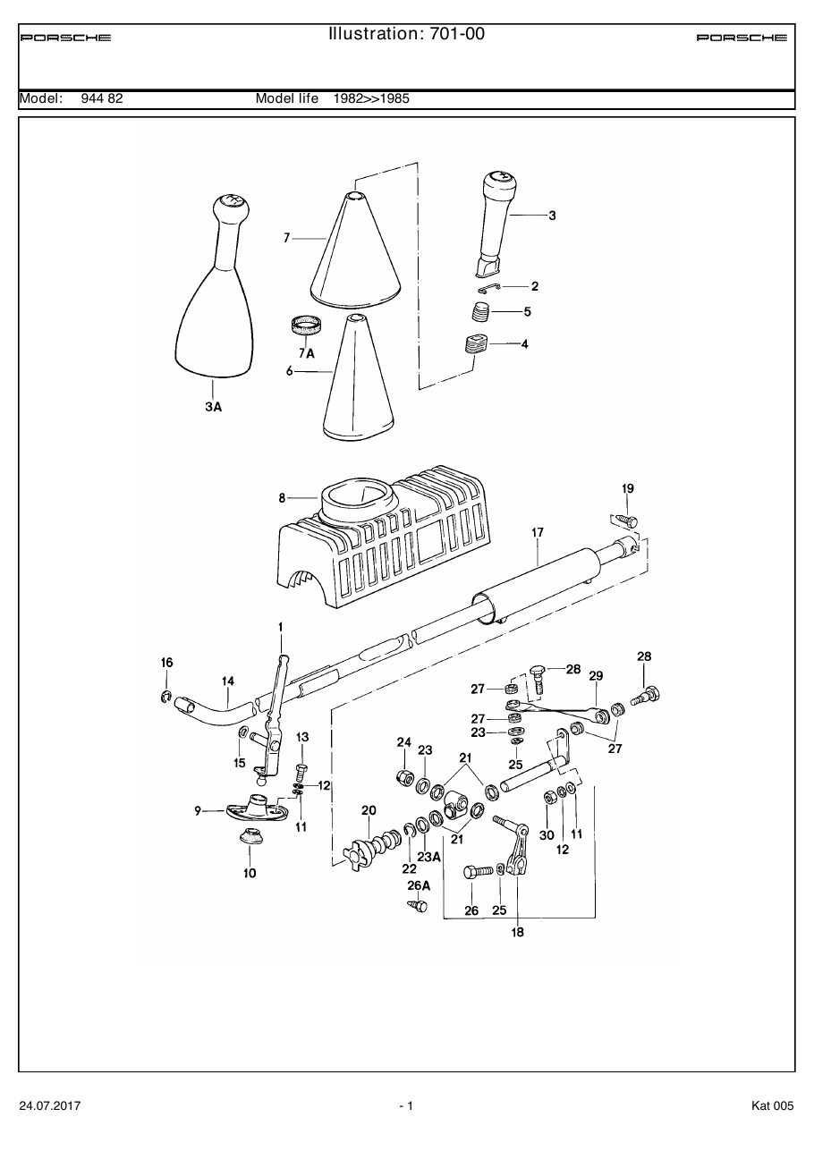 Exploded parts diagram — Shift mechanism