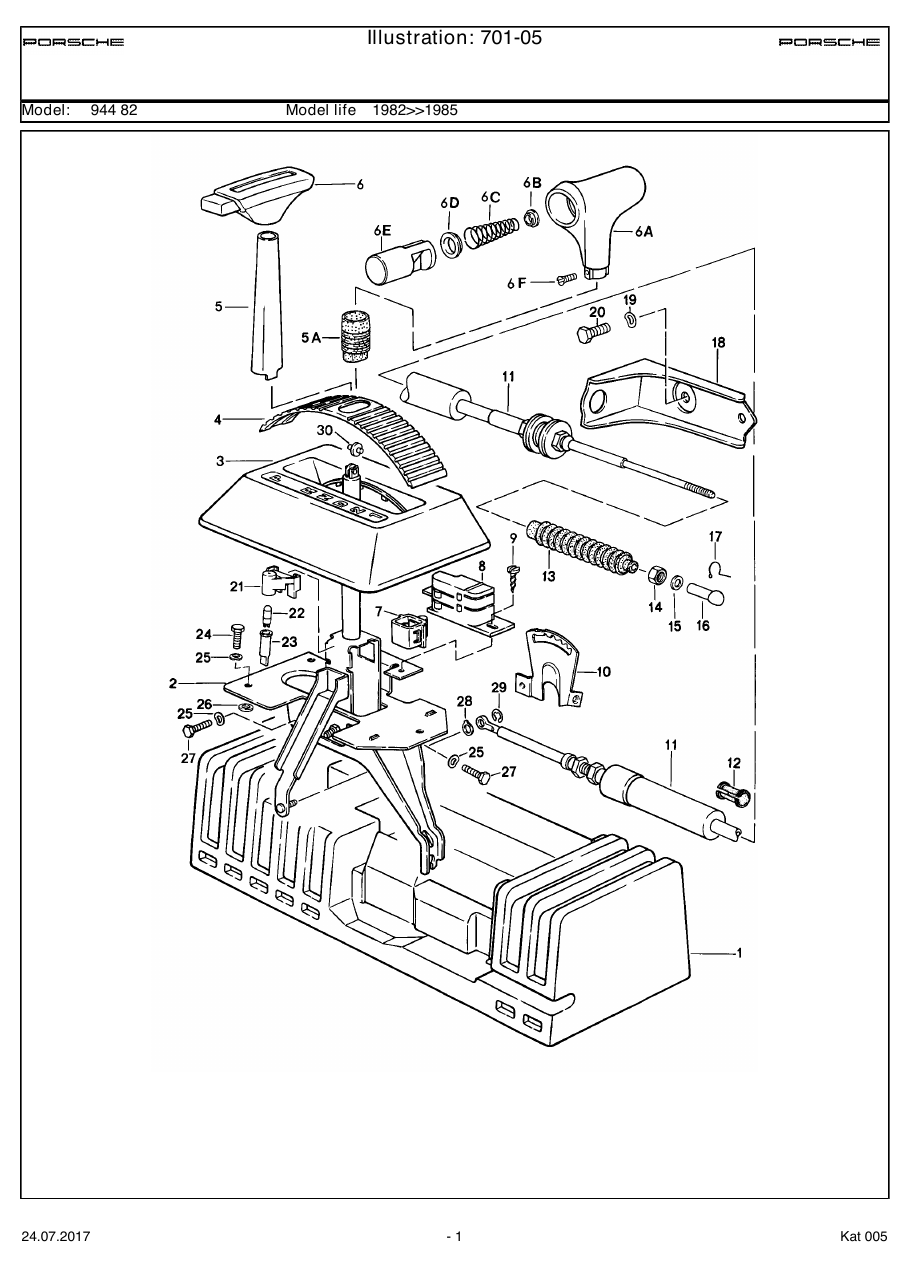 Exploded parts diagram — Shift mechanism