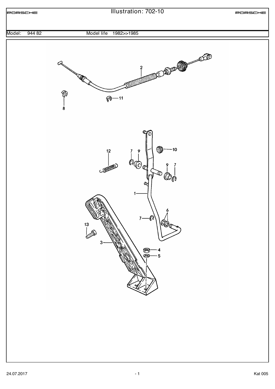 Exploded parts diagram — Accelerator pedal