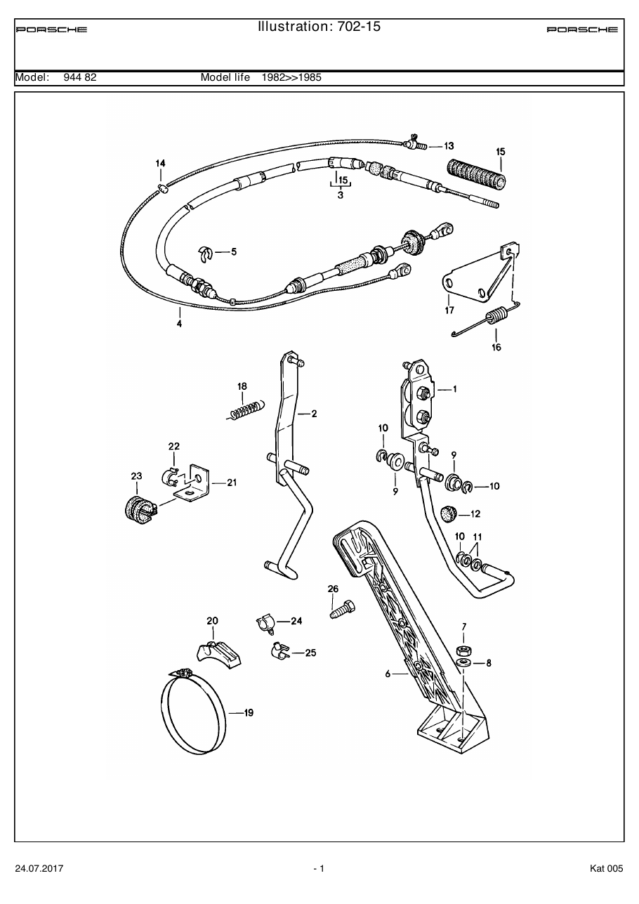 Exploded parts diagram — Accelerator pedal