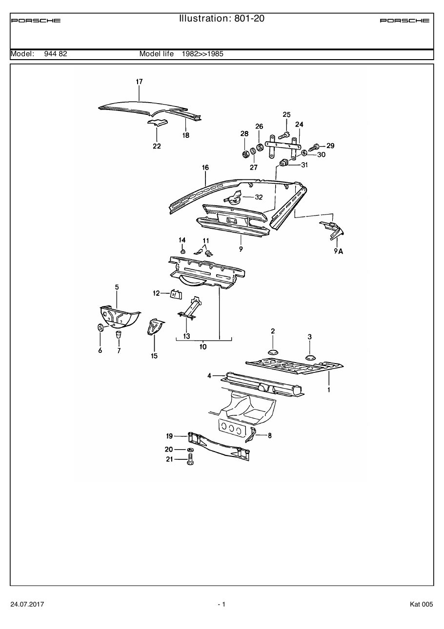 Exploded parts diagram — Transmission carrier
