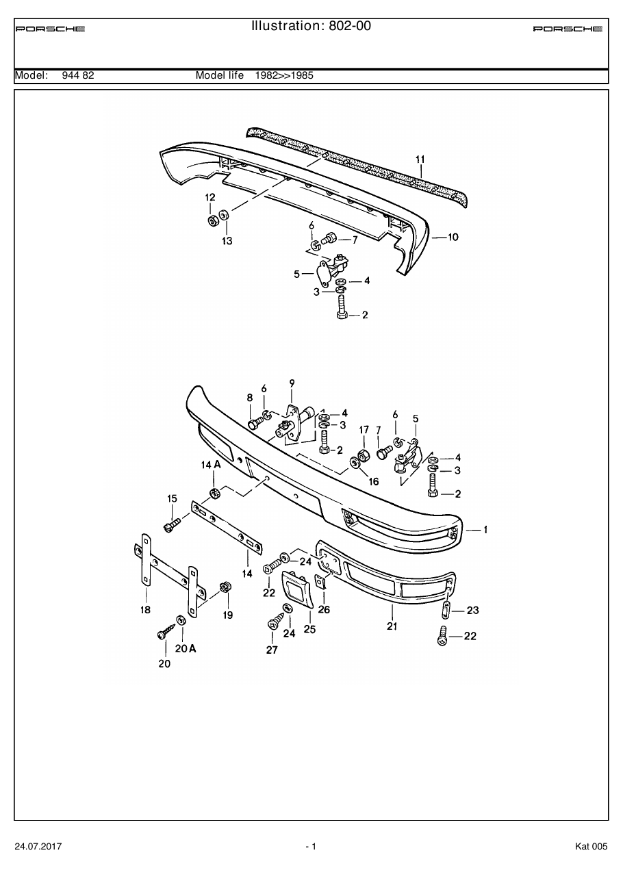 Exploded parts diagram — Bumper