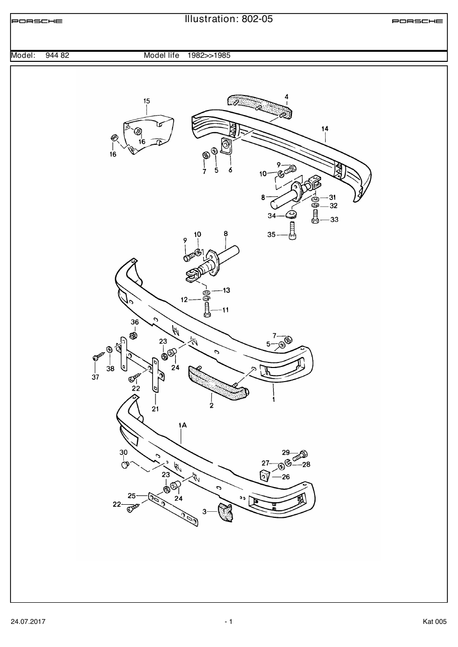 Exploded parts diagram — Bumper