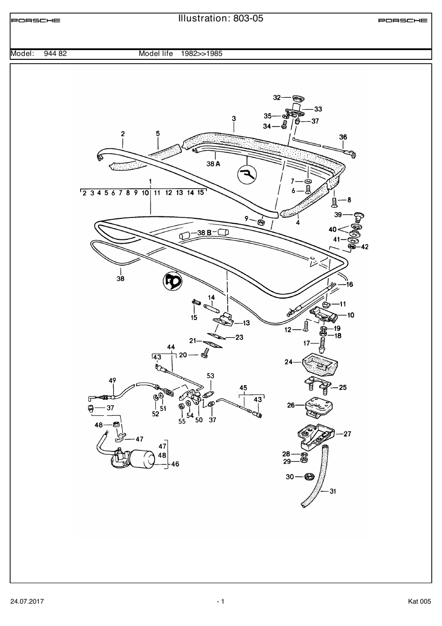 Exploded parts diagram — Rear lid