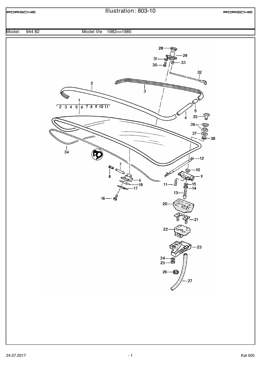 Exploded parts diagram — Rear lid