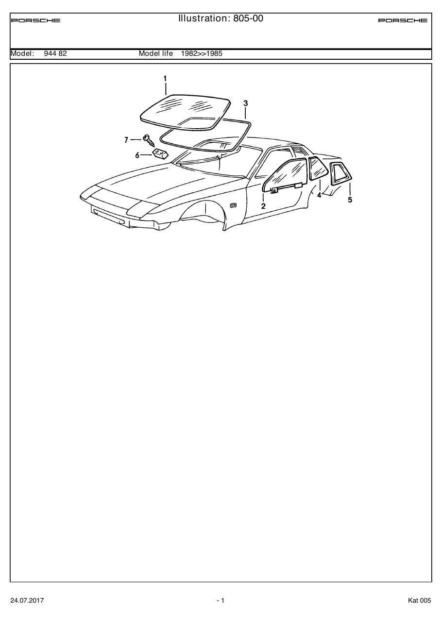 Exploded parts diagram — Window glazing