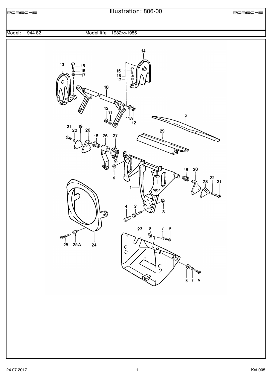 Exploded parts diagram — Pop-up headlight