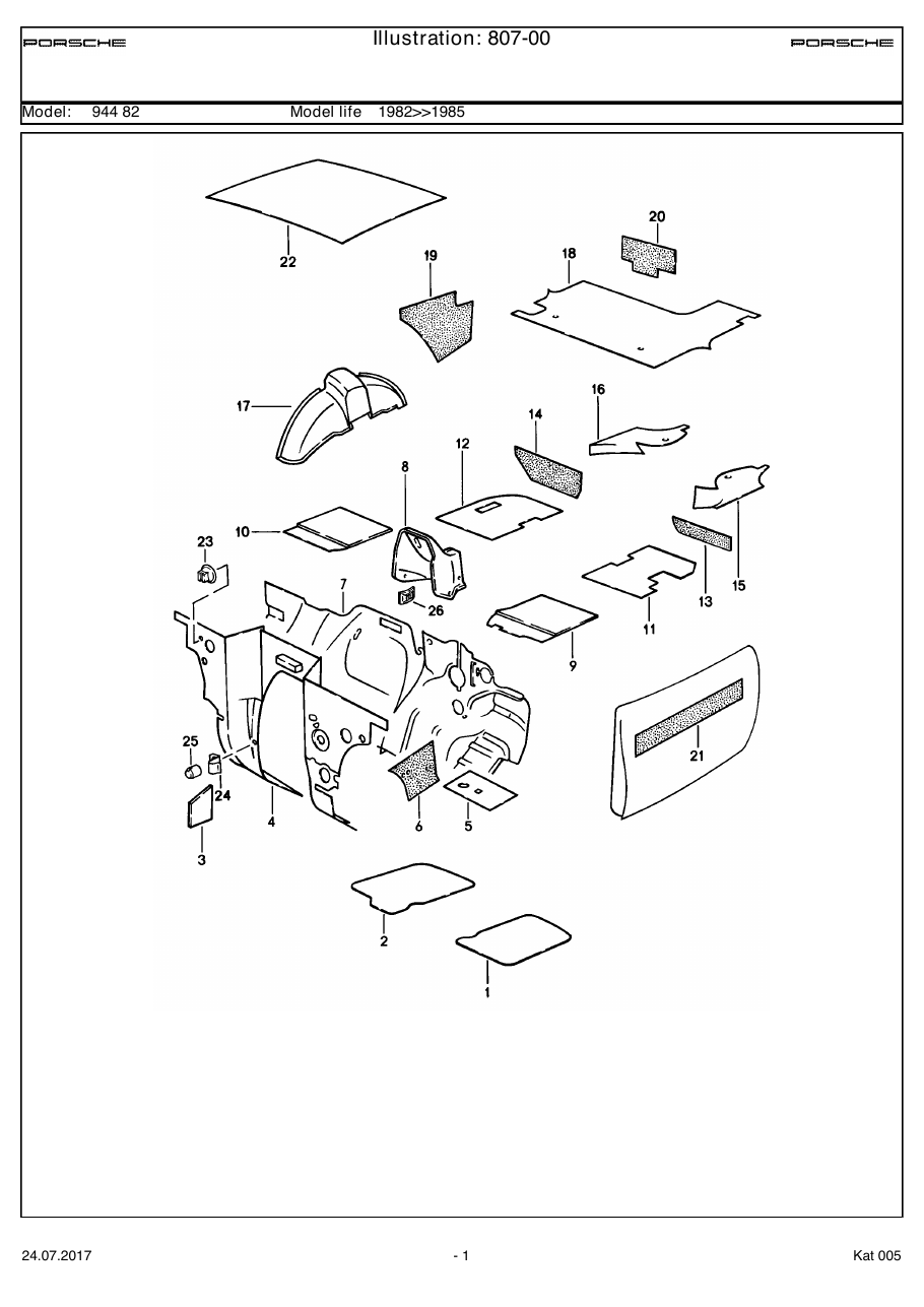 Exploded parts diagram — Sound absorber