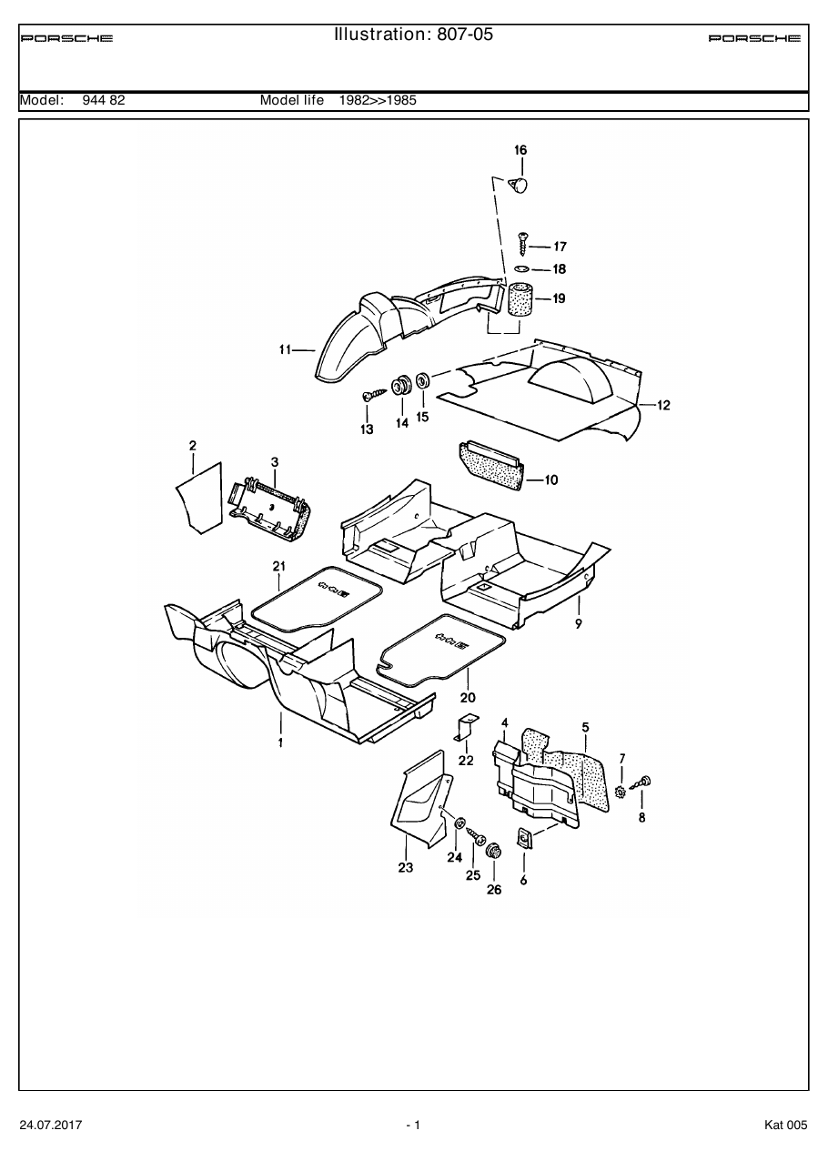 Exploded parts diagram — Linings