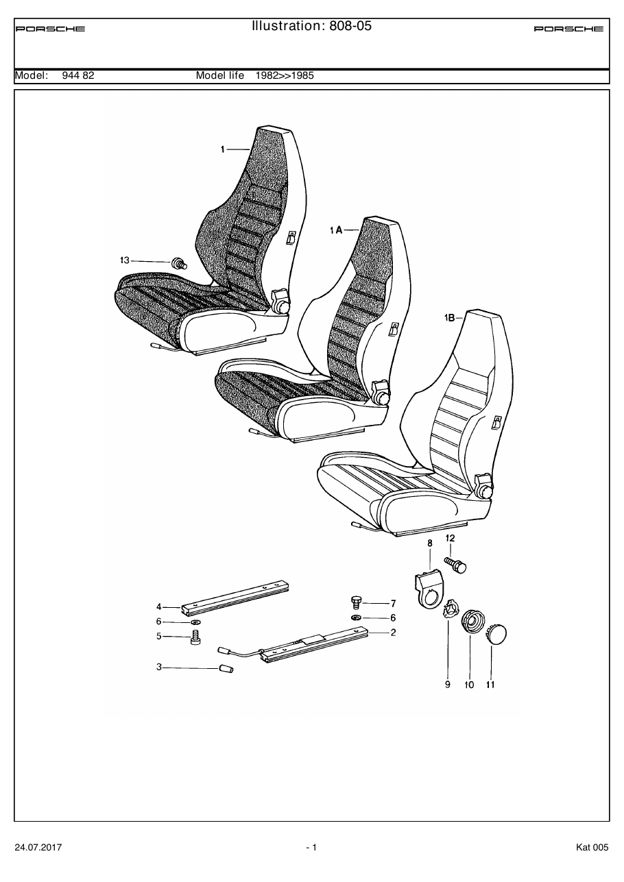 Exploded parts diagram — Sports seat